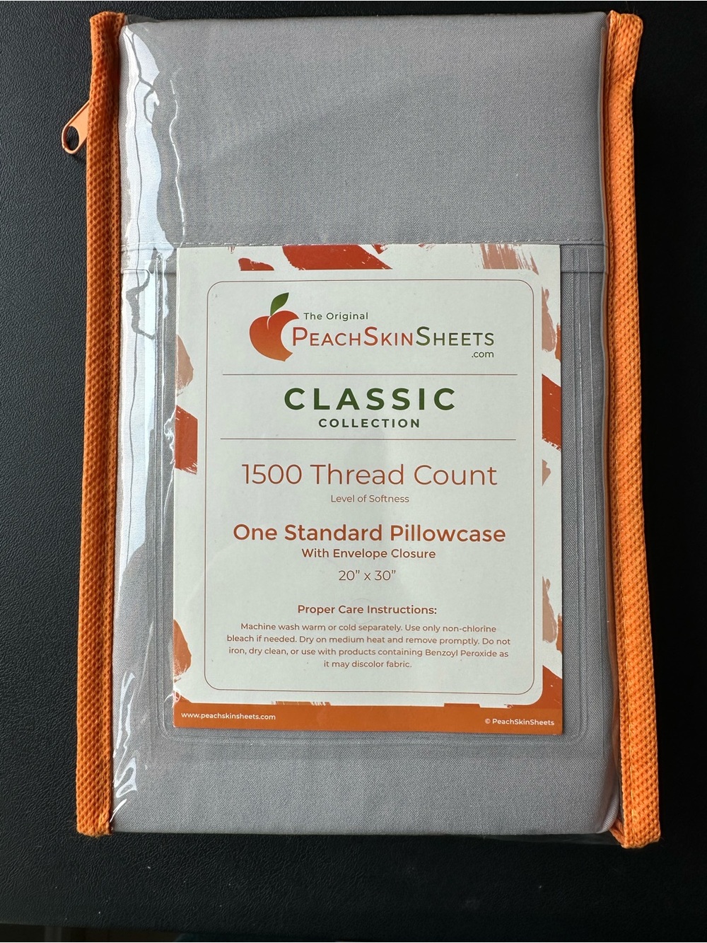 PeachSkin Sheets Classic 1500 Thread Count Standard Pillowcases (2) — Silver